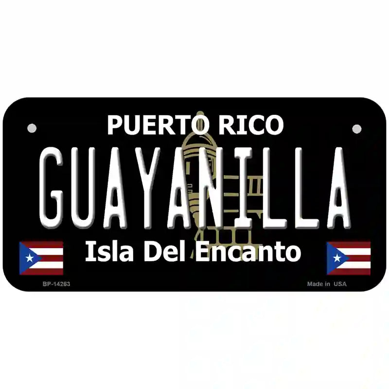 Guayanilla Puerto Rico Black Novelty Metal License Plate 6" x 3" (BP)