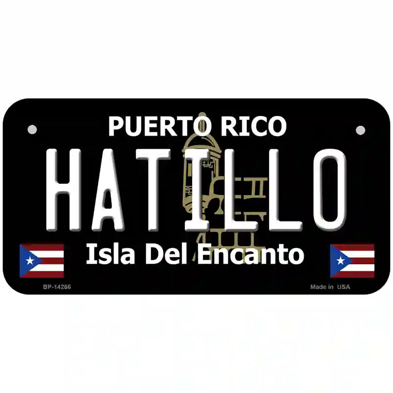 Hatillo Puerto Rico Black Novelty Metal License Plate 6" x 3" (BP)