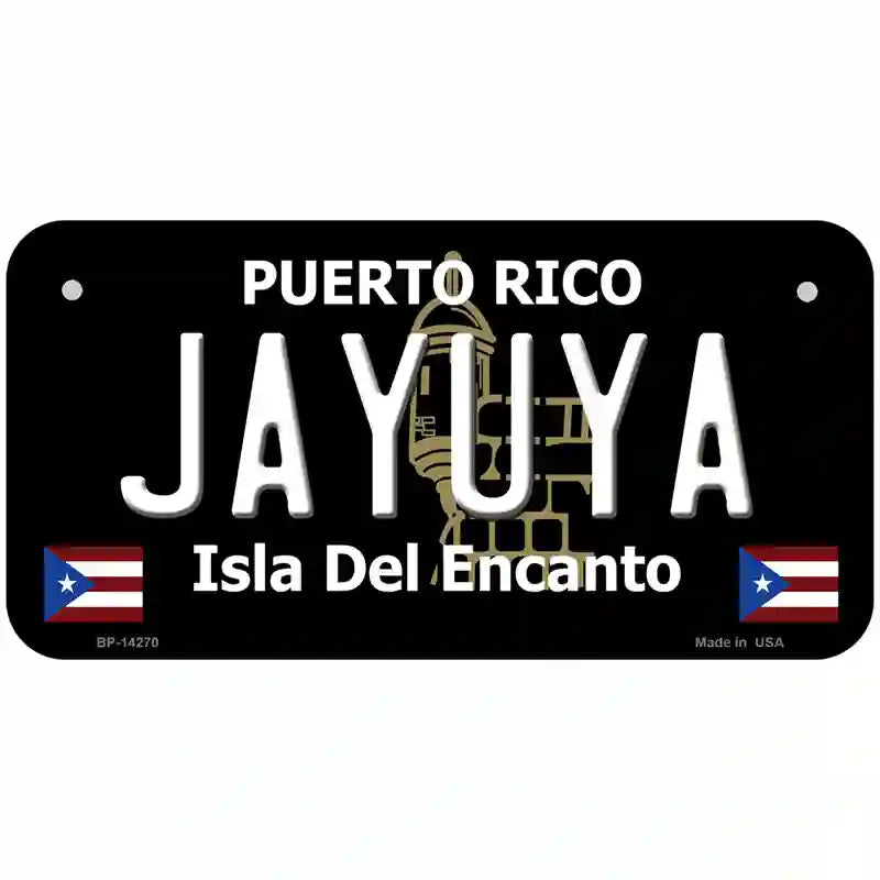 Jayuya Puerto Rico Black Novelty Metal License Plate 6" x 3" (BP)