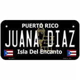 Juana Diaz Puerto Rico Black Novelty Metal License Plate 6" x 3" (BP)