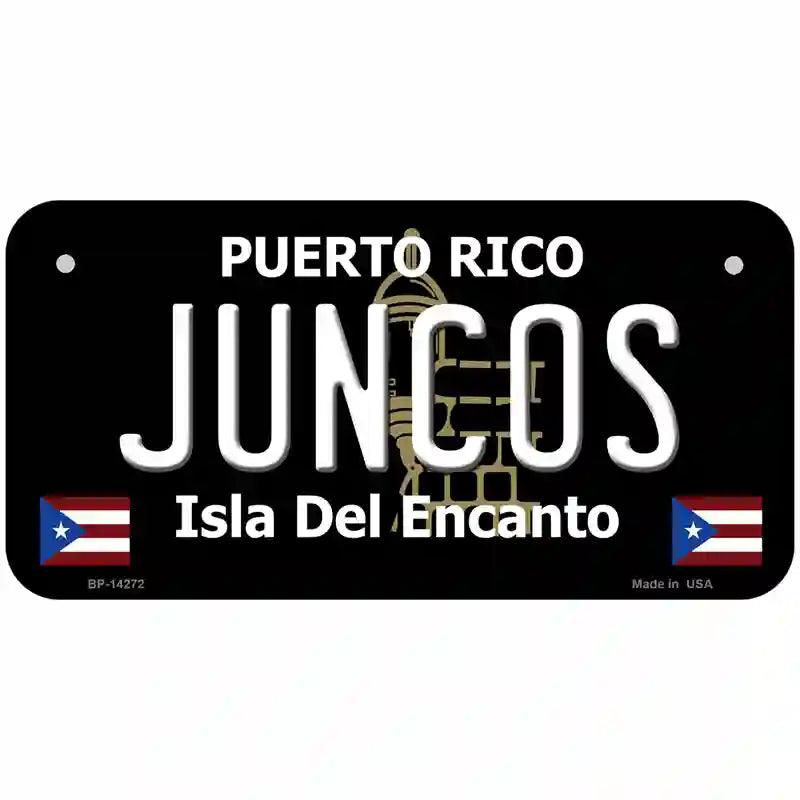 Juncos Puerto Rico Black Novelty Metal License Plate 6" x 3" (BP)