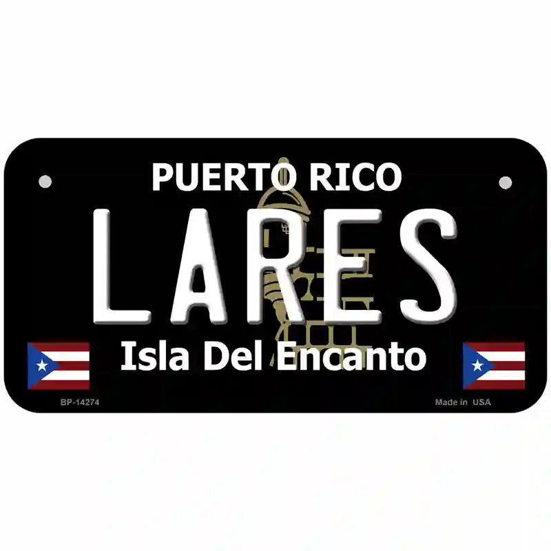 Lares Puerto Rico Black Novelty Metal License Plate 6" x 3" (BP)