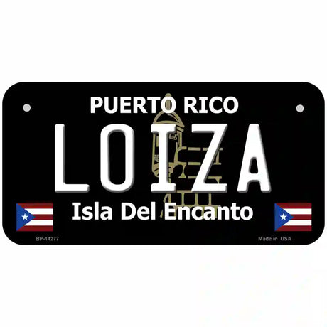 Loiza Puerto Rico Black Novelty Metal License Plate 6" x 3" (BP)