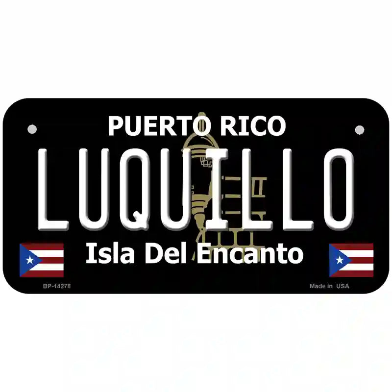 Luquillo Puerto Rico Black Novelty Metal License Plate 6" x 3" (BP)