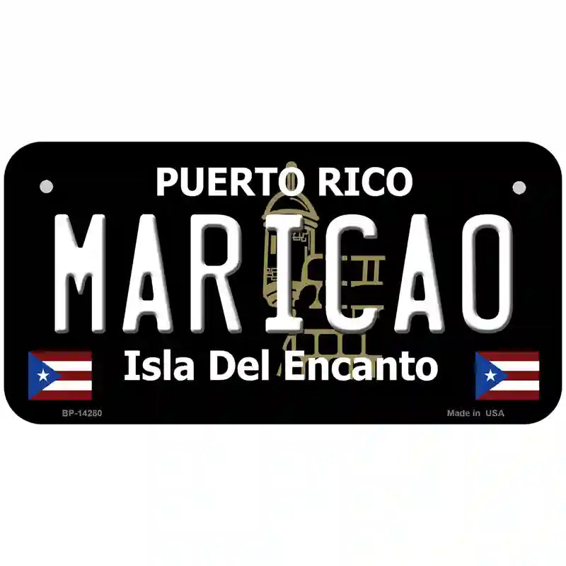 Maricao Puerto Rico Black Novelty Metal License Plate 6" x 3" (BP)