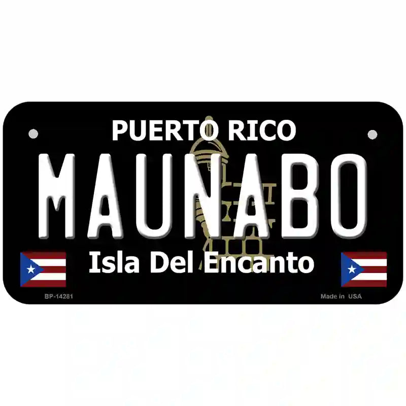 Maunabo Puerto Rico Black Novelty Metal License Plate 6" x 3" (BP)