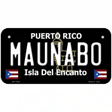 Maunabo Puerto Rico Black Novelty Metal License Plate 6" x 3" (BP)