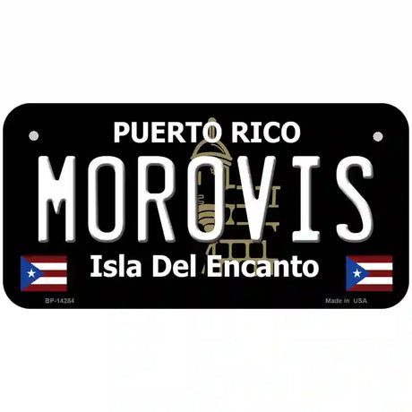 Morovis Puerto Rico Black Novelty Metal License Plate 6" x 3" (BP)