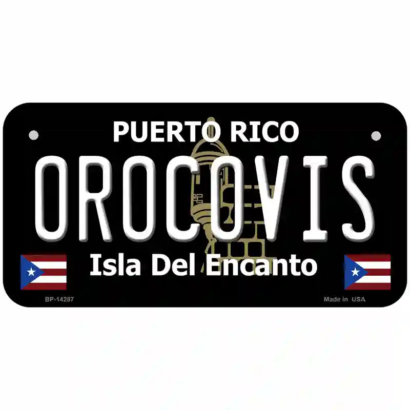 Orocovis Puerto Rico Black Novelty Metal License Plate 6" x 3" (BP)