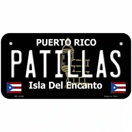 Patillas Puerto Rico Black Novelty Metal License Plate 6" x 3" (BP)