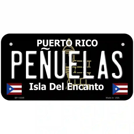 Penuelas Puerto Rico Black Novelty Metal License Plate 6" x 3" (BP)