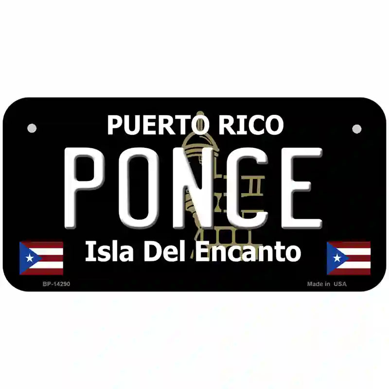 Ponce Puerto Rico Black Novelty Metal License Plate 6" x 3" (BP)