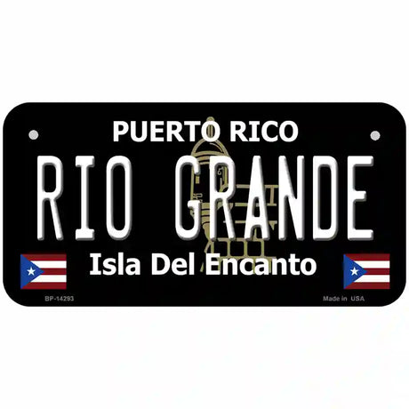 Rio Grande Puerto Rico Black Novelty Metal License Plate 6" x 3" (BP)