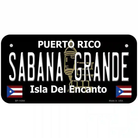 Sabana Grande Puerto Rico Black Novelty Metal License Plate 6" x 3" (BP)