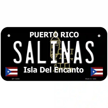 Salinas Puerto Rico Black Novelty Metal License Plate 6" x 3" (BP)