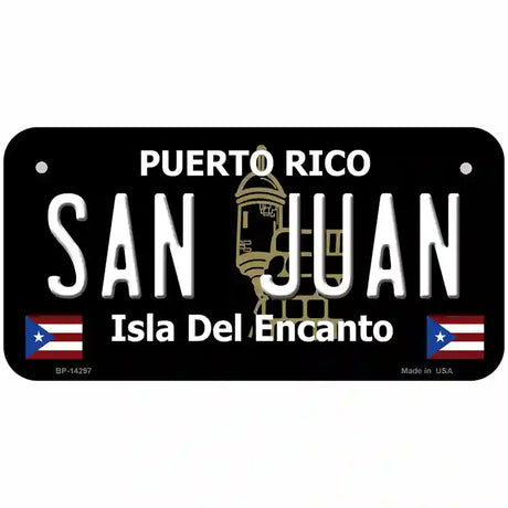 San Juan Puerto Rico Black Novelty Metal License Plate 6" x 3" (BP)