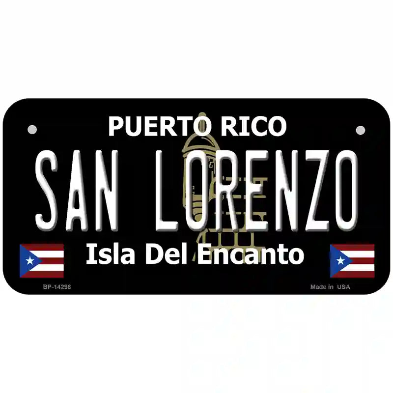 San Lorenzo Puerto Rico Black Novelty Metal License Plate 6" x 3" (BP)