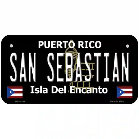 San Sebastian Puerto Rico Black Novelty Metal License Plate 6" x 3" (BP)