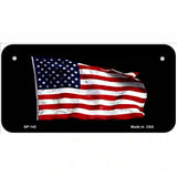 Waving American Flag Black Metal Novelty License Plate 6" x 3" (BP)