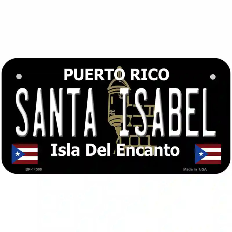 Santa Isabel Puerto Rico Black Novelty Metal License Plate 6" x 3" (BP)