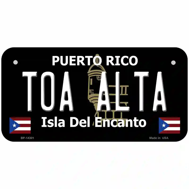 Toa Alta Puerto Rico Black Novelty Metal License Plate 6" x 3" (BP)