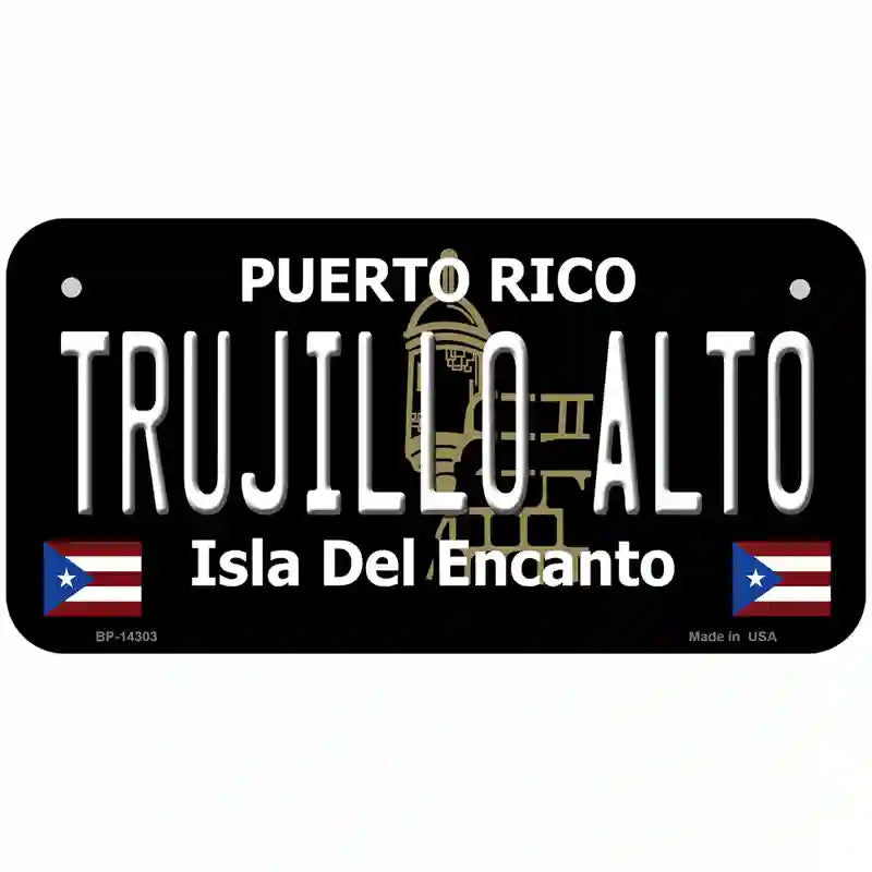 Trujillo Alto Puerto Rico Black Novelty Metal License Plate 6" x 3" (BP)