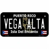 Vega Alta Puerto Rico Black Novelty Metal License Plate 6" x 3" (BP)