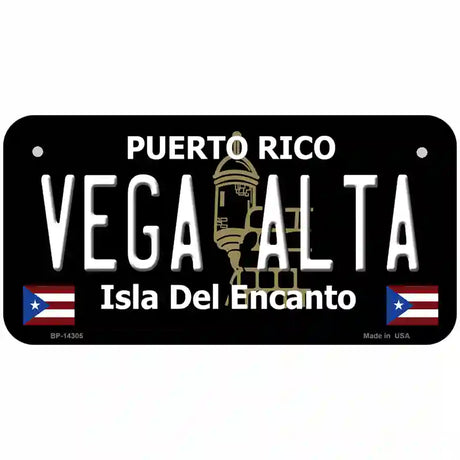 Vega Alta Puerto Rico Black Novelty Metal License Plate 6" x 3" (BP)