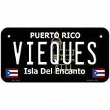 Vieques Puerto Rico Black Novelty Metal License Plate 6" x 3" (BP)