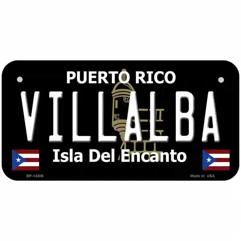 Villalba Puerto Rico Black Novelty Metal License Plate 6" x 3" (BP)