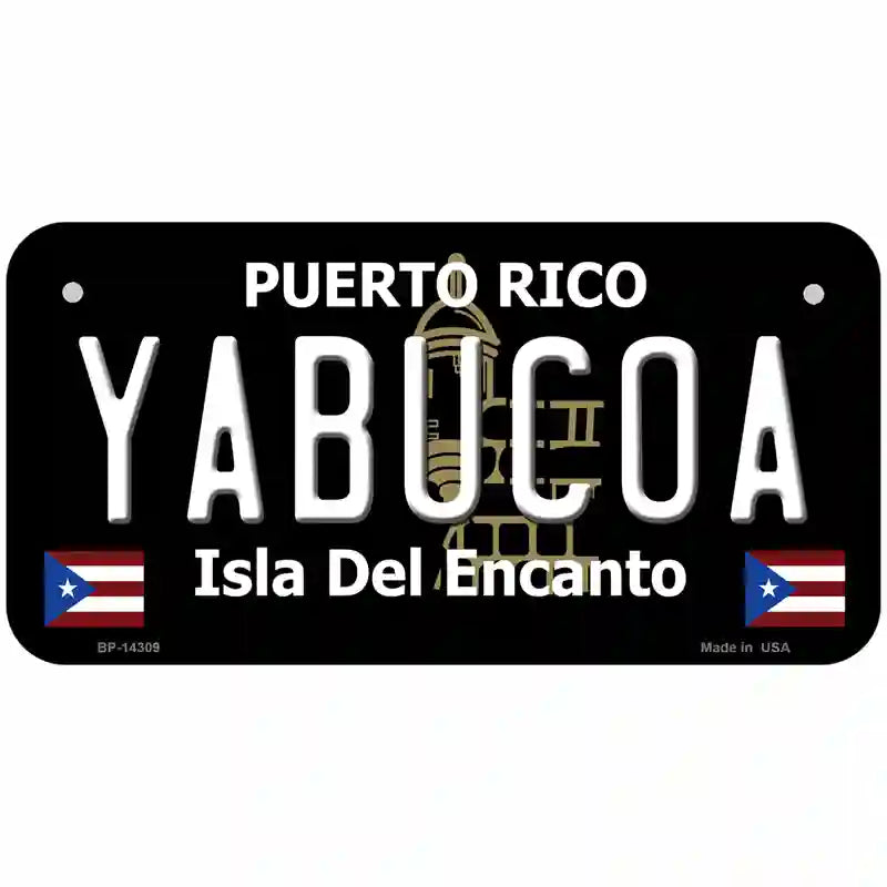 Yabucoa Puerto Rico Black Novelty Metal License Plate 6" x 3" (BP)