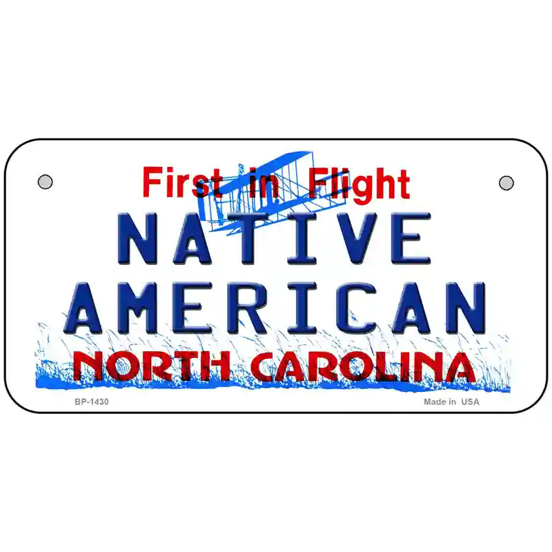 North Carolina Native American Metal Novelty License Plate 6" x 3" (BP)