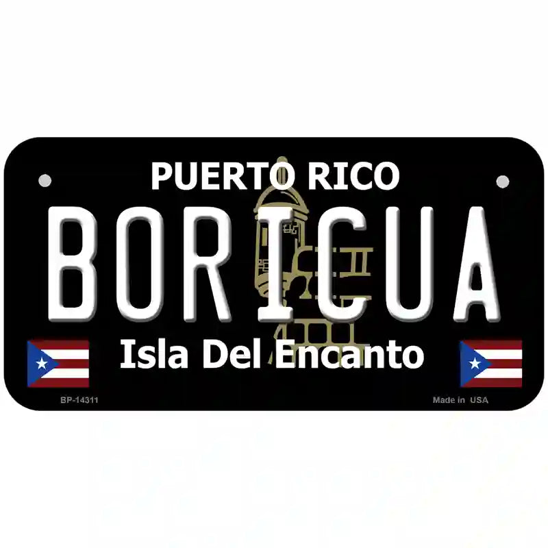 Boricua Puerto Rico Black Novelty Metal License Plate 6" x 3" (BP)