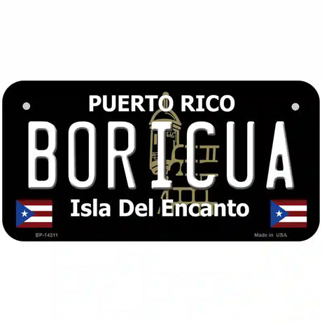 Boricua Puerto Rico Black Novelty Metal License Plate 6" x 3" (BP)