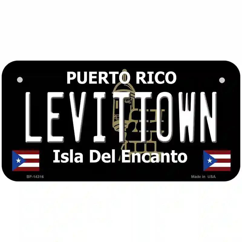 Levittown Puerto Rico Black Novelty Metal License Plate 6" x 3" (BP)