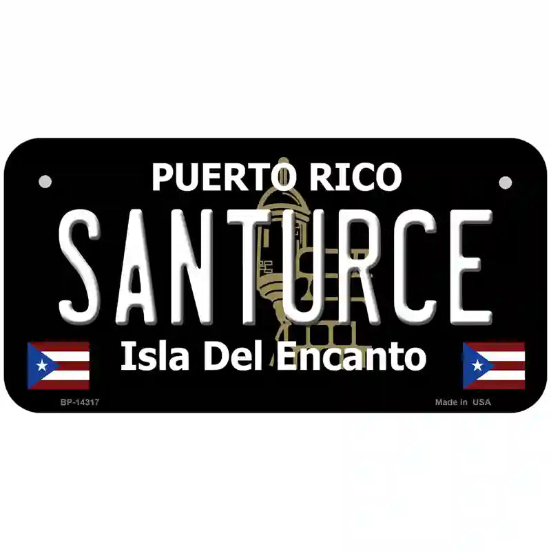 Santurce Puerto Rico Black Novelty Metal License Plate 6" x 3" (BP)