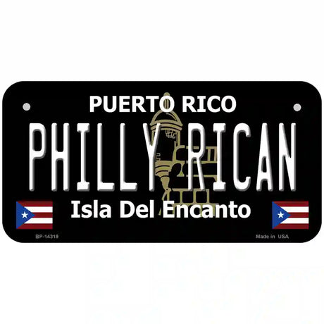 Philly Rican Puerto Rico Black Novelty Metal License Plate 6" x 3" (BP)