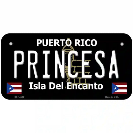 Princesa Puerto Rico Black Novelty Metal License Plate 6" x 3" (BP)