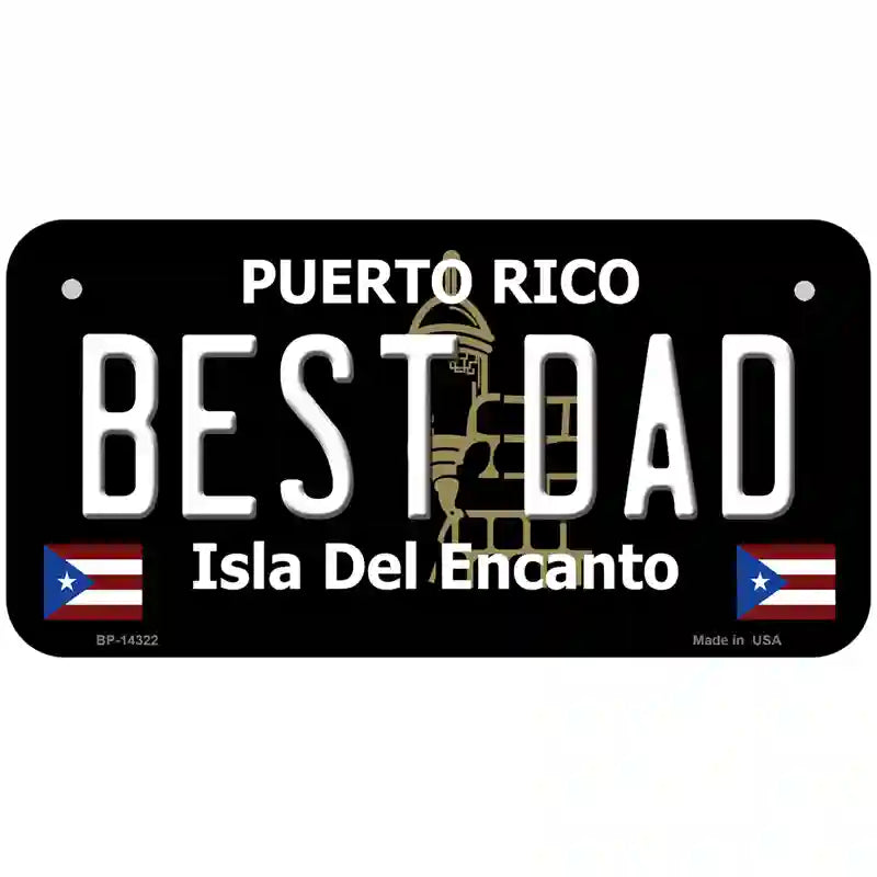 Best Dad Puerto Rico Black Novelty Metal License Plate 6" x 3" (BP)