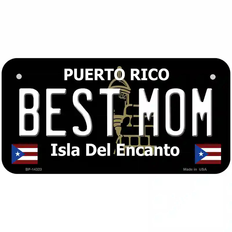 Best Mom Puerto Rico Black Novelty Metal License Plate 6" x 3" (BP)