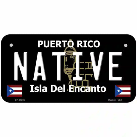 Native Puerto Rico Black Novelty Metal License Plate 6" x 3" (BP)