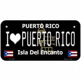 I Love Puerto Rico Black Novelty Metal License Plate 6" x 3" (BP)