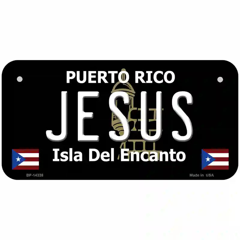 Jesus Puerto Rico Black Novelty Metal License Plate 6" x 3" (BP)