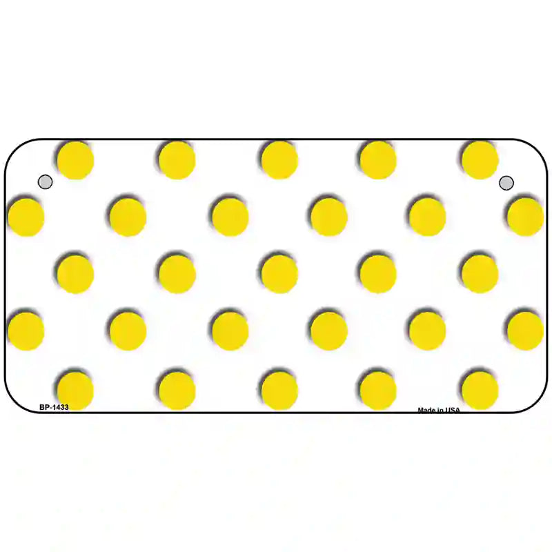 Yellow White Polka Dot Metal Novelty License Plate 6" x 3" (BP)