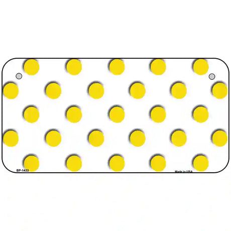 Yellow White Polka Dot Metal Novelty License Plate 6" x 3" (BP)