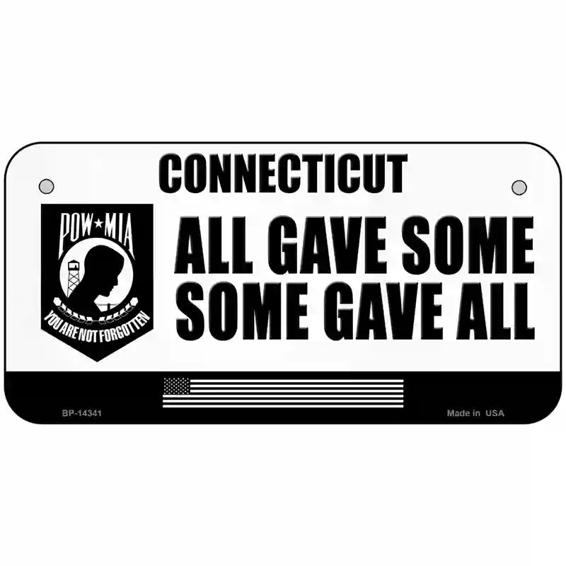 Connecticut POW MIA Some Gave All Novelty Metal License Plate 6" x 3" (BP)