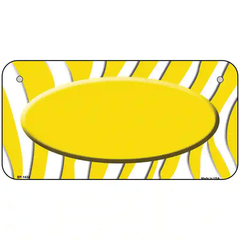 Yellow White Zebra Yellow Center Oval Metal Novelty License Plate 6" x 3" (BP)