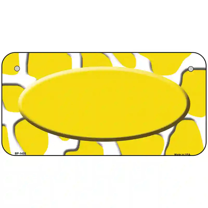 Yellow White Giraffe Yellow Center Oval Metal Novelty License Plate 6" x 3" (BP)