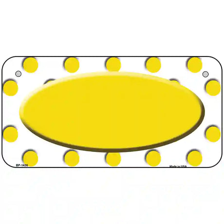 Yellow White Polka Dot Yellow Center Oval Metal Novelty License Plate 6" x 3" (BP)