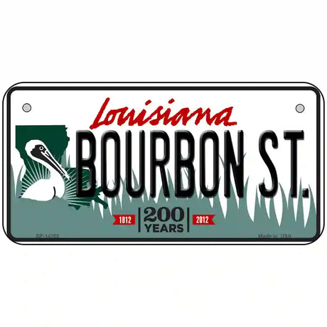 Bourbon St Louisiana Novelty Metal License Plate 6" x 3" (BP)